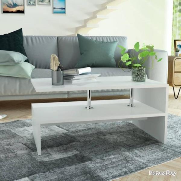 Table basse en agglomr 90 x 59 x 42 cm Blanc 244854