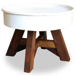 Table basse Bois de récupération massif 60 x 45 cm Blanc 244820