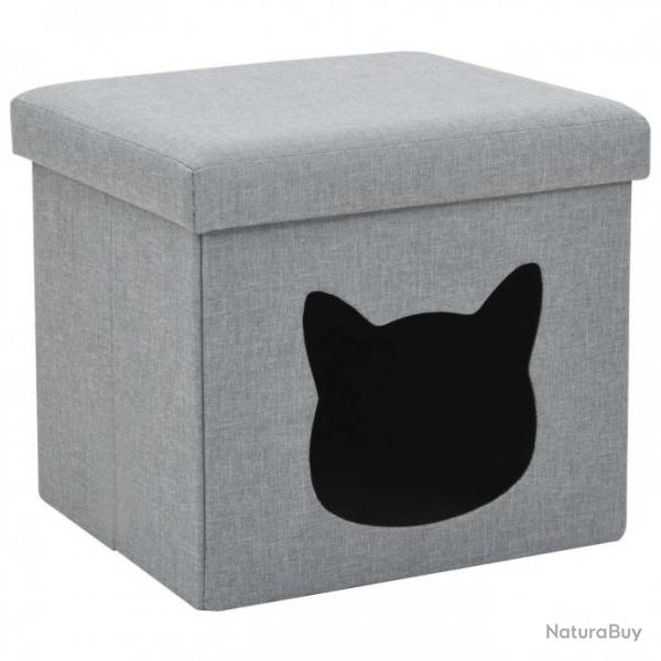 Lit pliable pour chats Faux lin 37 x 33 x 33 cm Gris 247076