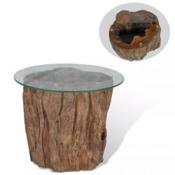 Table basse Teck Verre 50 x 40 cm 245069