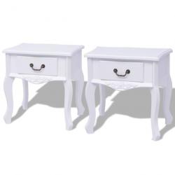 Table de chevet 2 pcs MDF Blanc 242750