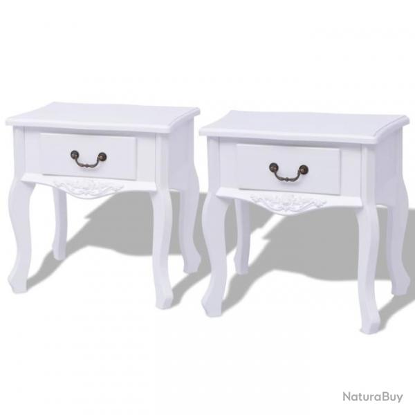 Table de chevet 2 pcs MDF Blanc 242750