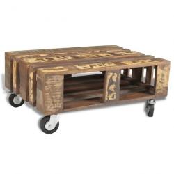 Table basse avec 4 roulettes Bois recyclé 240949