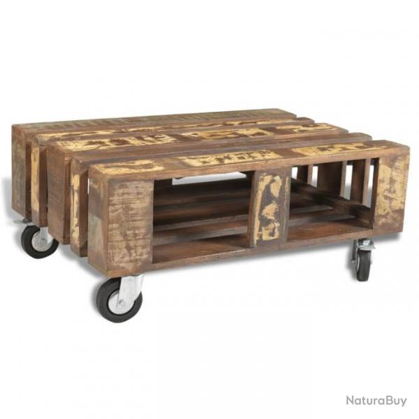 Table basse avec 4 roulettes Bois recycl 240949