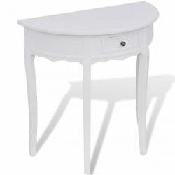 Table console avec tiroir Demi-ronde Blanc 241530