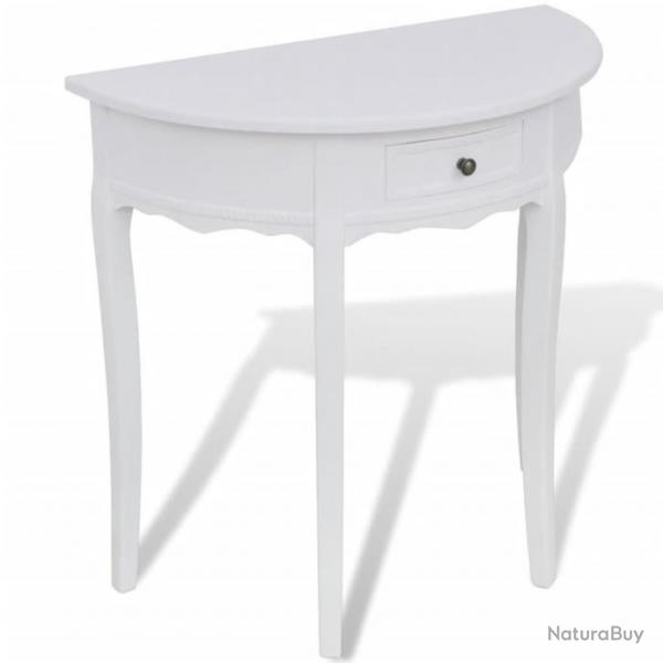 Table console avec tiroir Demi-ronde Blanc 241530