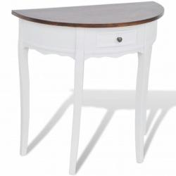Table console avec tiroir et dessus de table marron Demi-ronde 241531