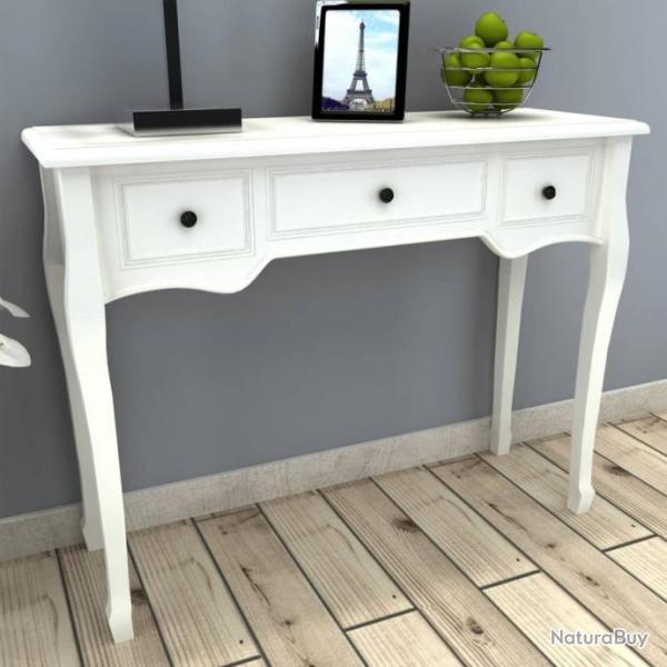 Table de console et coiffeuse avec 3 tiroirs Blanc 241143