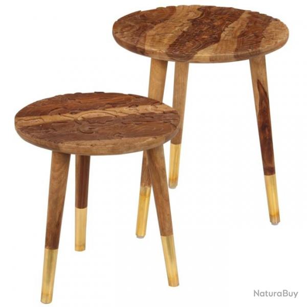 Tables basses 2 pcs Bois solide de Sesham 246231