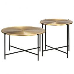 tables 2 pcs MDF recouvert de laiton 246285