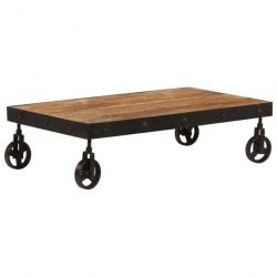 Table basse avec roulettes Bois de manguier massif 100x60x26 cm 246696