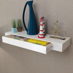 Étagère murale avec 1 tiroir MDF Blanc Rangement de livres 242188