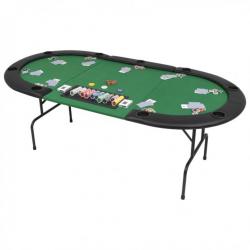 Table de poker pliable pour 9 joueurs 3 plis Ovale Vert 80210