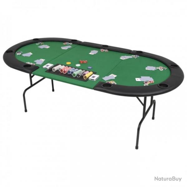 Table de poker pliable pour 9 joueurs 3 plis Ovale Vert 80210