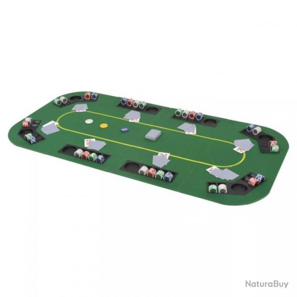 Dessus de table de poker 8 joueurs 4 plis rectangulaire Vert 80208