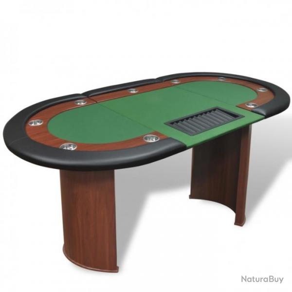 Table de poker pour 10 joueurs avec espace de croupier Vert 80133