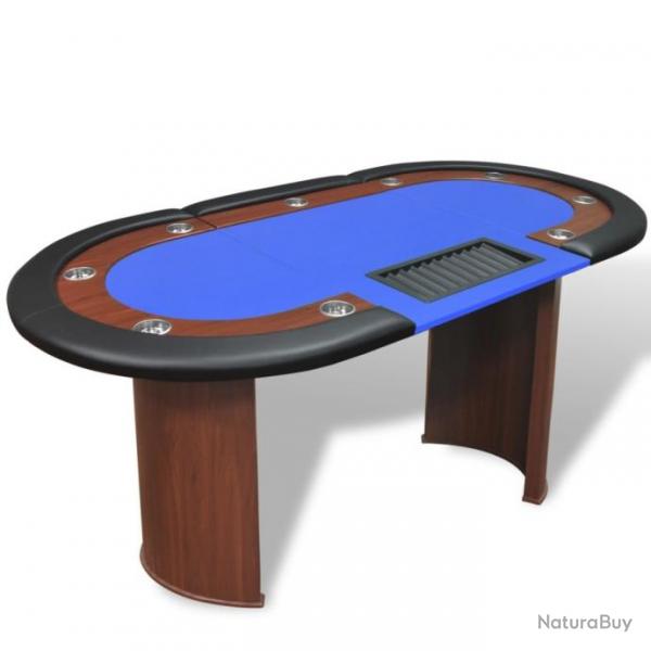 Table de poker pour 10 joueurs avec espace de croupier Bleu