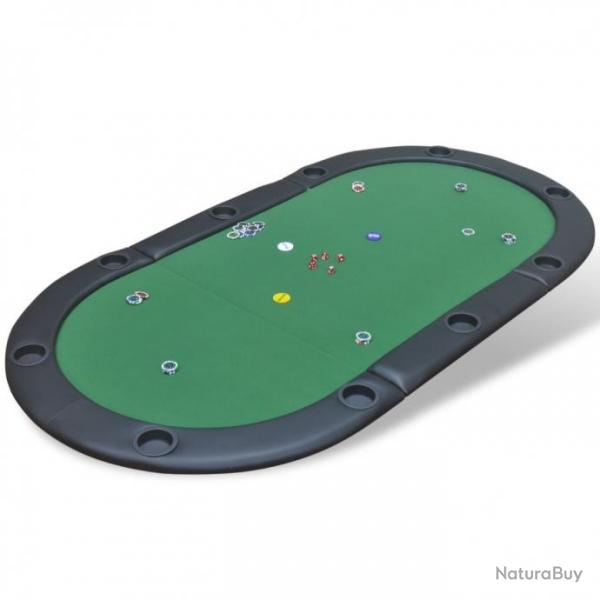 Dessus de table de poker pliable pour 10 joueurs Vert 80135