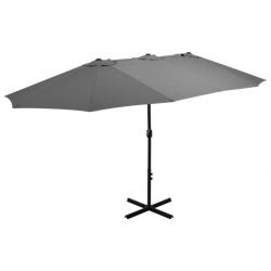 Parasol d'extérieur poteau en aluminium 460 x 270 cm anthracite 44869