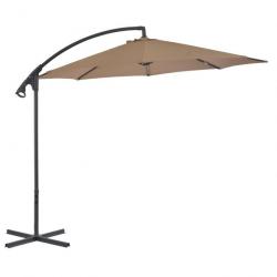 Parasol en porte-à-feux avec poteau en acier 300 cm Taupe 44876