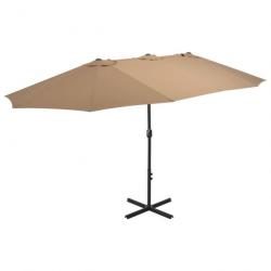 Parasol d'extérieur et poteau en aluminium 460 x 270 cm Taupe