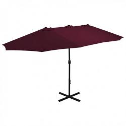Parasol d'extérieur avec mât en aluminium 460 x 270 cm Bordeaux 44871