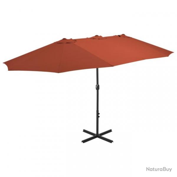 Parasol avec poteau en aluminium 460 x 270 cm Terre cuite 44872