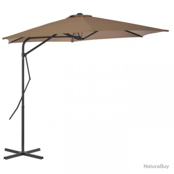 Parasol d'extrieur avec poteau en acier 300 cm Taupe 44888