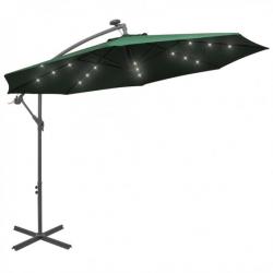 Parasol avec éclairage LED 300 cm Poteau en métal Vert 42969