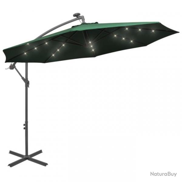 Parasol avec clairage LED 300 cm Poteau en mtal Vert 42969