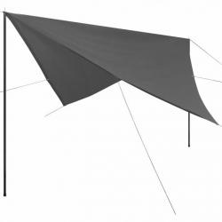 Tarp d'ombrage avec poteaux HDPE Carré 3 x 3 m Anthracite 43383