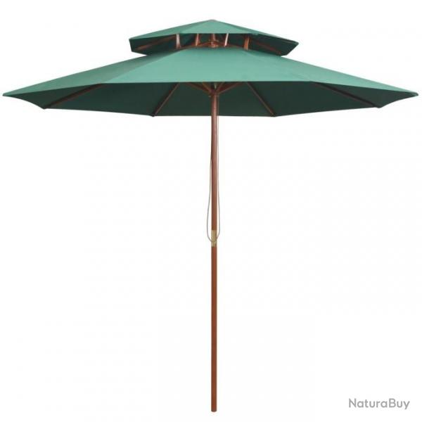 Parasol de terrasse 270 x 270 cm Poteau en bois Vert