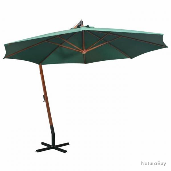 Parasol 350 cm Poteau en bois Vert 42965