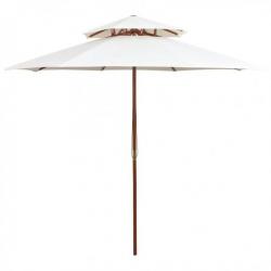 Parasol de terrasse 270 x 270 cm Poteau en bois Blanc crème 42964