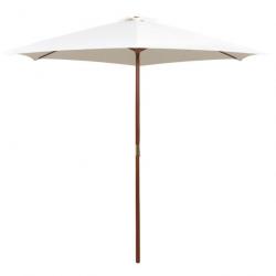 Parasol avec poteau en bois 270 x 270 cm Blanc crème 42962