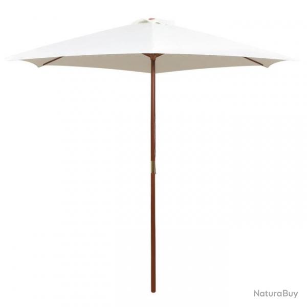 Parasol avec poteau en bois 270 x 270 cm Blanc crme 42962