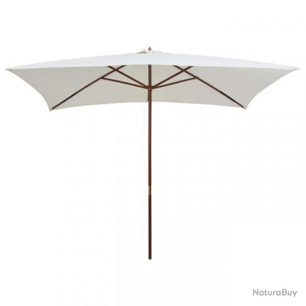 Parasol avec poteau en bois 200 x 300 cm Blanc crme 42960