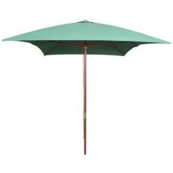 Parasol avec poteau en bois 200 x 300 cm Vert 42959