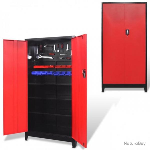 Armoire  outils avec 2 portes Acier 90x40x180 cm Noir et rouge 20158