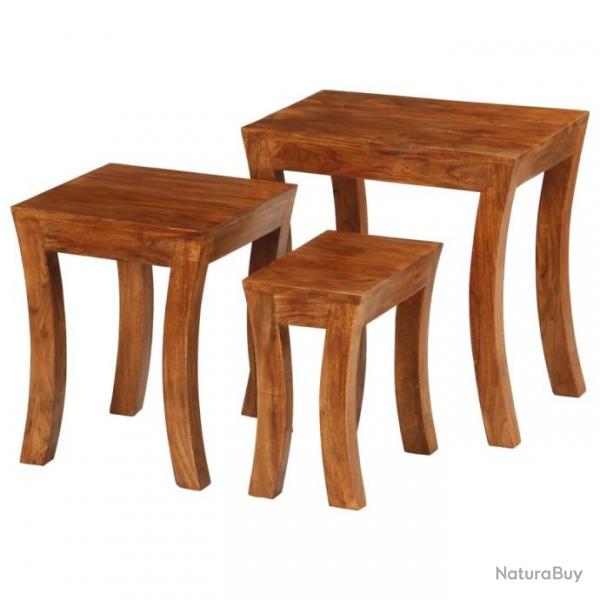 Table gigogne 3 pcs Bois massif d'acacia 50x35x50 cm Marron 246101