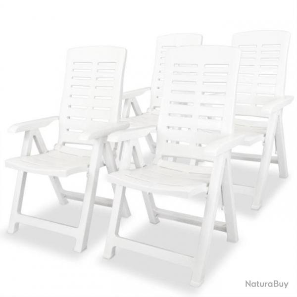 Chaises inclinables de jardin 4 pcs Plastique Blanc 275067