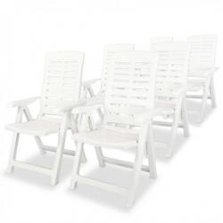 Chaises inclinables de jardin 6 pcs Plastique Blanc 275068