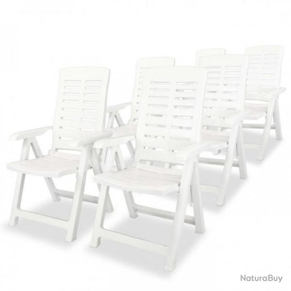 Chaises inclinables de jardin 6 pcs Plastique Blanc 275068