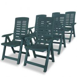 Chaises inclinables de jardin 6 pcs Plastique Vert 275070