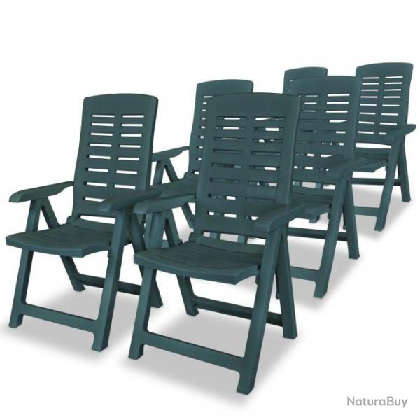 Chaises inclinables de jardin 6 pcs Plastique Vert 275070