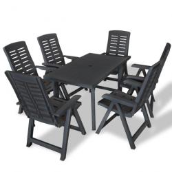 Mobilier à dîner d'extérieur 7 pcs Plastique Anthracite 275085