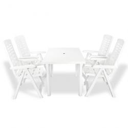 Mobilier à dîner d'extérieur 5 pcs Plastique Blanc