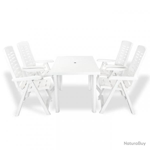 Mobilier  dner d'extrieur 5 pcs Plastique Blanc