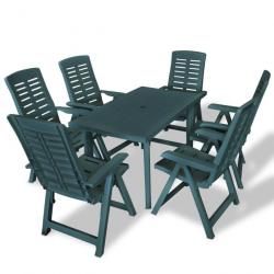 Mobilier à dîner d'extérieur 7 pcs Plastique Vert 275080