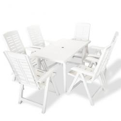 Mobilier à dîner d'extérieur 7 pcs Plastique Blanc 275075